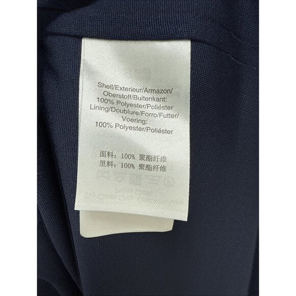 New DKNY Size 4 Navy Blue Balloon-3/4 Sleeve Faux-Wrap Gown Midi Dress Belted - Picture 10 of 11